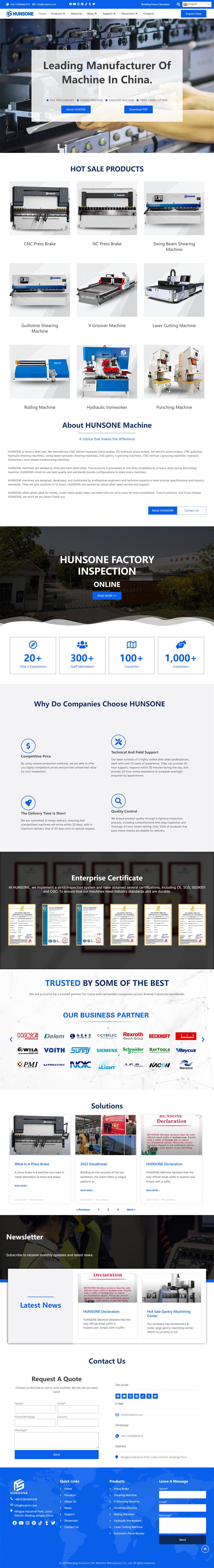 China Top CNC Machine Manufacturer - HUNSONE