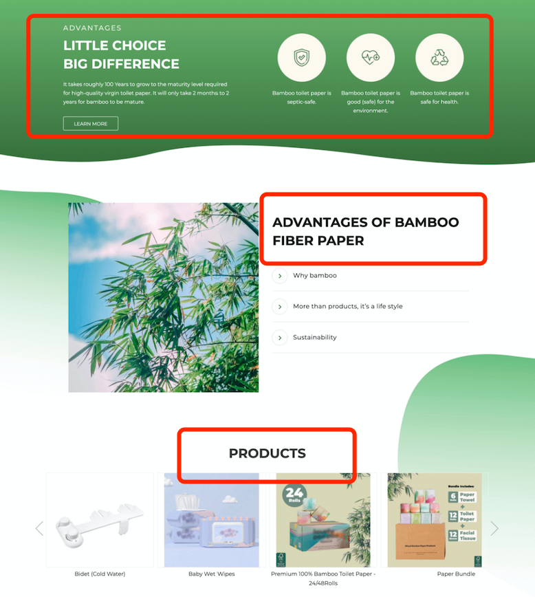 网页的产品展示